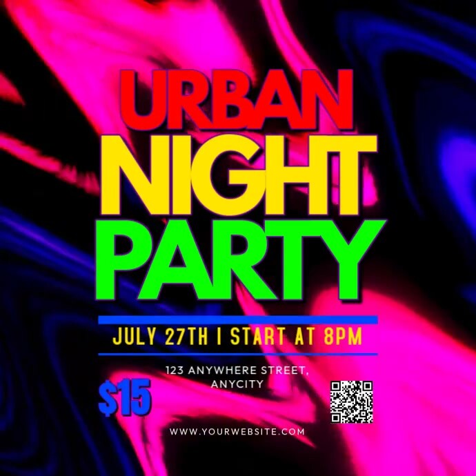 Black Neon Urban Night Party Pos Instagram template
