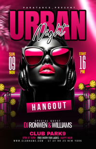 Black Neon Urban Night Party Tabloid template