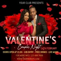 Black Neon Valentine's Couples Night  Square (1:1) template