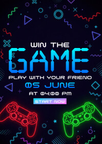Black Neon Video Game Event A5 template