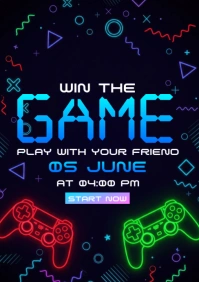 Black Neon Video Game Event A5 template