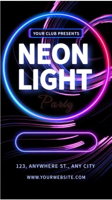 Black Neon Violet And Blue Neonlight Party Video  Instagram Story template