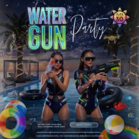 Black Neon Water Gun Party Instagram Post Video Instagram-opslag template