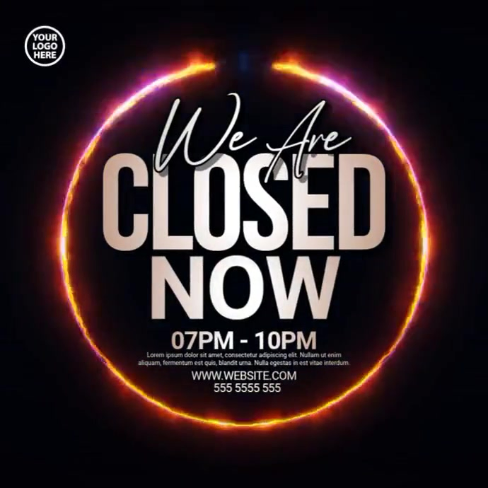 Plantilla de Black Neon We Are Closed Instagram Post | PosterMyWall