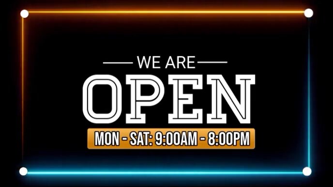 Black Neon We Are Open  Digital Display (16:9) template