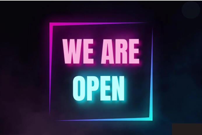 Black Neon We Are Open Sign Poster Template | PosterMyWall