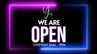 Black Neon We Are Open Template  Digital Display (16:9)