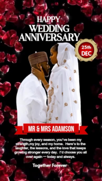 Black Neon Wedding Anniversary  Instagram Story template