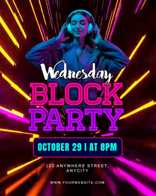 Black Neon Wednesday Block Party Instagram Portrait Template | PosterMyWall