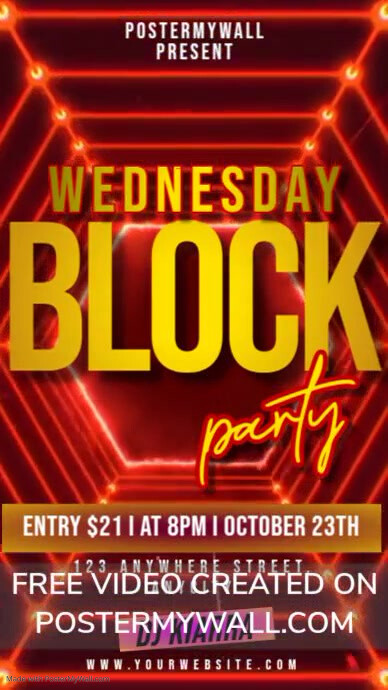 Plantilla de Black Neon Wednesday Block Party Instagram Reel | PosterMyWall