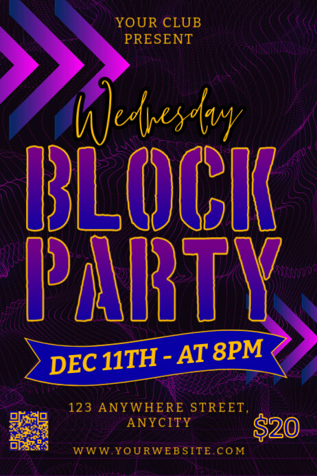Copy of Black Neon Wednesday Block Party Poster | PosterMyWall