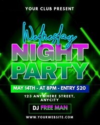 Black Neon Wednesday Night Party Instagram Portrait template