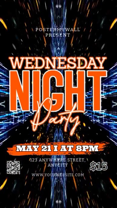 Black Neon Wednesday Night Party Reel Instagram template