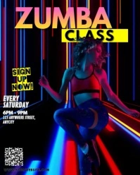 Black Neon Zumba Classes Instagram Portrait template