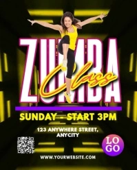 Black Neon Zumba Classes Instagram Portrait template