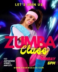 Black Neon Zumba Classes Instagram Portrait template