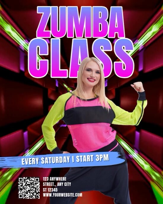 Black Neon Zumba Classes Instagram Portrait template