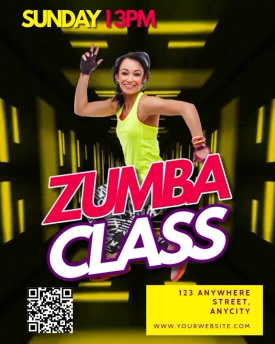 Black Neon Zumba Classes Instagram Portrait template