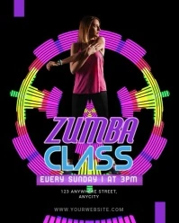 Black Neon Zumba Classes Instagram Portrait template