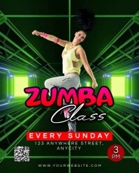 Black Neon Zumba Classes Instagram Portrait template