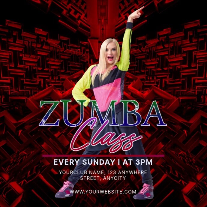 Black Neon Zumba Classes Pos Instagram Template | PosterMyWall