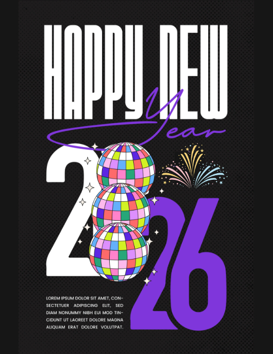 Copy of Black New Year , Happy New Year Flyer (us Letter) | PosterMyWall