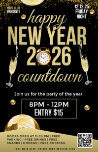 Schwarz New Year Countdown Party Halv side bred Template
