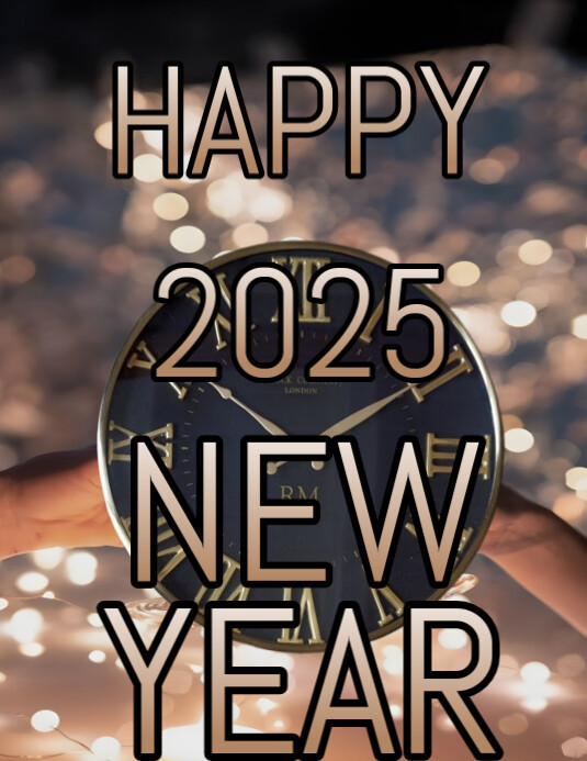 Black  New Year Countdown Template, Countdown Template, Countdown Poster Template, Count Down Templa Flyer (US Letter)