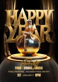 Black New Year Party Design A4 template