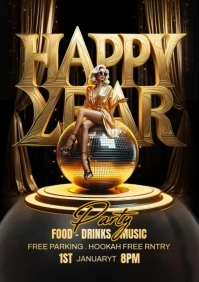 Black New Year Party Design A4 template