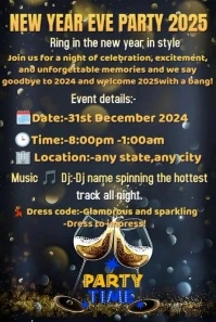 Black New Year Party Flyer  Pinterest Graphic template