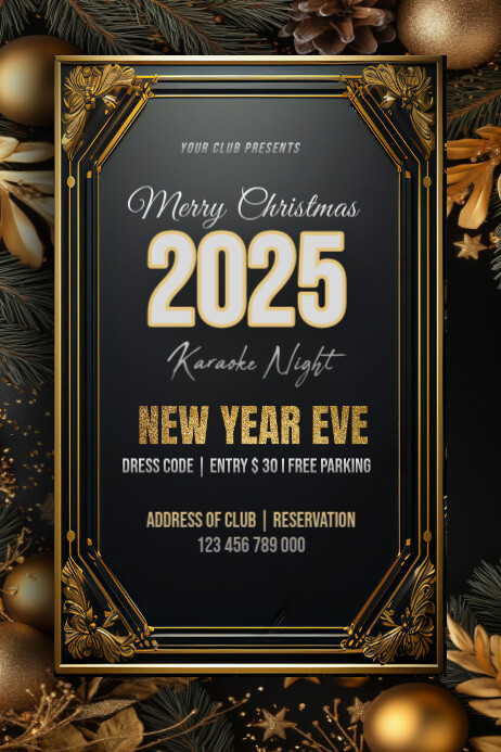 Black New Year Party Poster Template | PosterMyWall