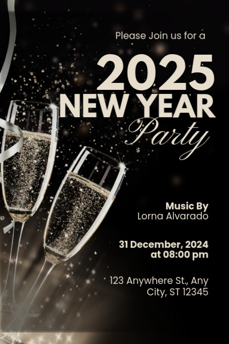 Black New Year Party Poster Template | PosterMyWall