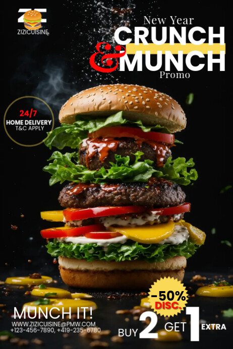 Black New Year Restaurant Recipe Ads Poster Template | PosterMyWall