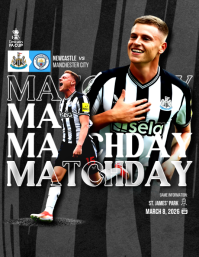 Black Newcastle United Vs Manchester City Matchday Flyer (us Letter) Pamflet (Letter AS) template