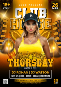 Black Night Club Party A4 template