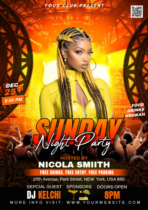 Black Night Party A4 Template | PosterMyWall