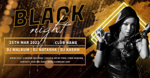 Black Night Party Banner Изображение, которым поделились на Facebook template