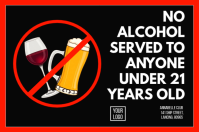 Black No Alcohol For Under 21s Compliance Sign Template Poster