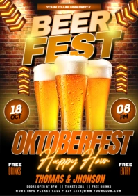 Black Oktoberfest Happy Hour Party Flyer A4 template