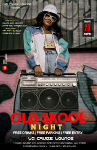 Sort Old Skool Nightclub Party Halv side bred Template