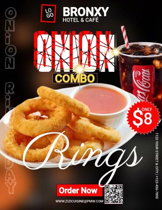 Black  Onion Rings  Flyer (us Letter) template
