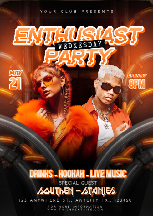 Black Orange 3d Enthusiast Party A4 template