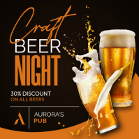 Black Orange Craft Beer Night Flyer Template – Pub Happy Hour Discount Poster