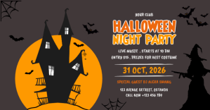 สีน้ำตาล Black Orange Halloween Night Party Facebook P Facebook Ad Template