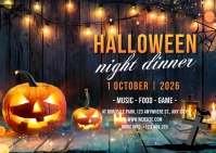 Black Orange Halloween Party Poster A6 template