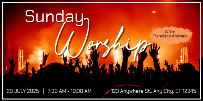 Black orange Maksimalis Sunday Worship Spanduk Eventbrite template