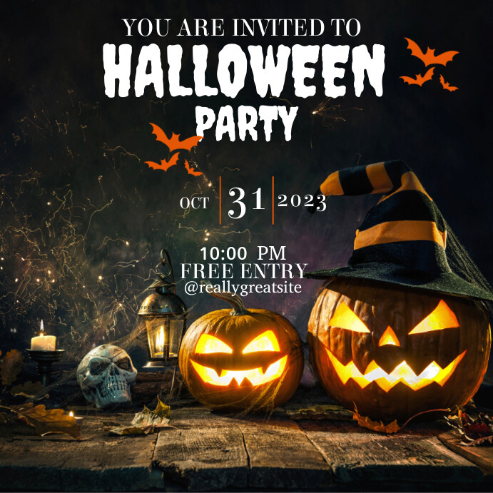 Black Orange Modern Halloween Party Template | PosterMyWall