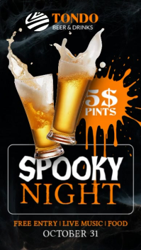 black orange modern minimal Editable Halloween Bar Pub event | Spooky Night Event Instagram Story template