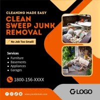 Black Orange Professional Cleaning Junk Removal  Instagram Post Instagram-opslag template